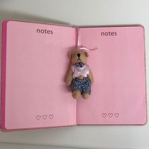 Kids pink Journal with teddy bear page holder